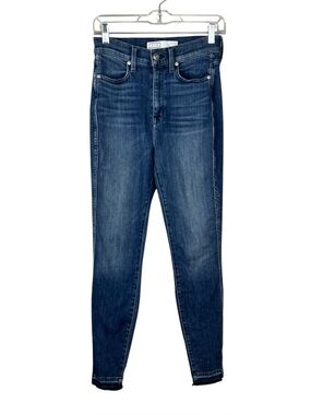AYR The Riser Jeans Neon Jupiter High Rise Frayed Hem Stretch Denim